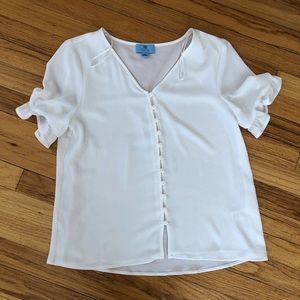 CeCe Ruffle Sleeve Crepe Blouse